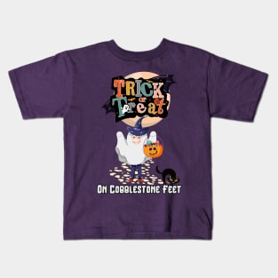 Spooky Nights: Trick or Treat on Cobblestone Feet Kids T-Shirt